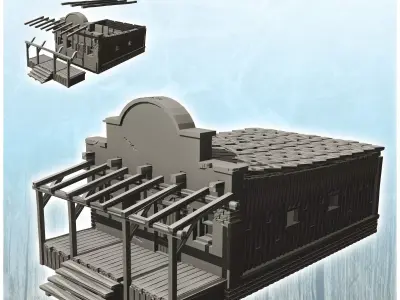 Western store with entrance awning and annex 23 - Cowboy USA Ame 3D print model