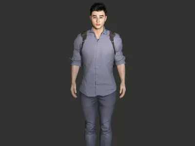 AAA 3D REALISTIC ASIAN MALE CHARACTER - YOUNG COLLEGE STUDENT Low-poly 3D model