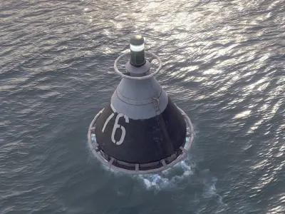 Buoy River RB-4-01 Left Drift Mark Low-poly 3D model