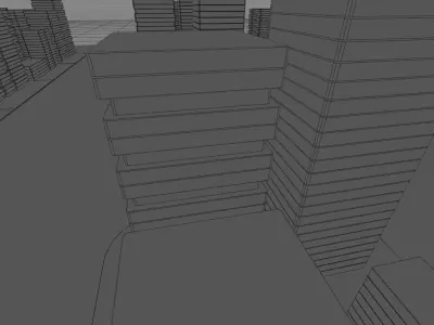 Futuristic abstract sci-fi city with unique buildings 3D model