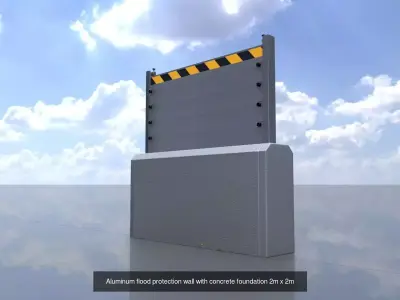 Alu flood protection with concrete foundation 2m all Versions 3D Model Pack