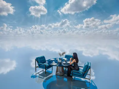 3D Blender Project  Heavenly Reflections Surreal Design 3D model