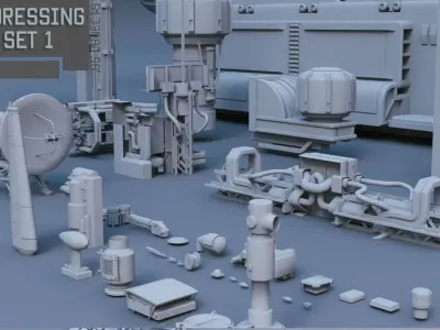 Scifi dressing kitbash set 1 3D model