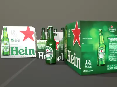 Beer Heineken Low-poly 3D model