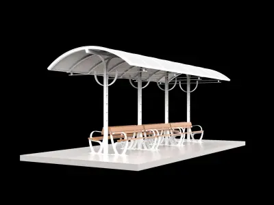 canopy stop bus station shelter halte 3D model