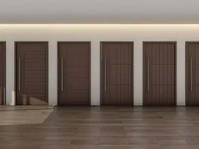 Set II of 10 Realistic Wooden door collection low poly Doors 3D Model Pack