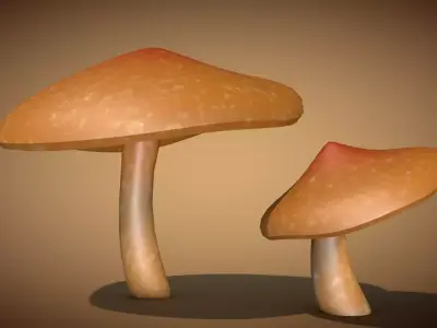 Mushroom 2 two mushrooms Low-poly 3D model
