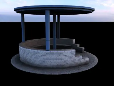 Bus Stop Low-poly 3D model 5