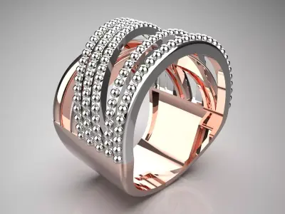 Wide two-tone ring modern design model gr0083 3D print model