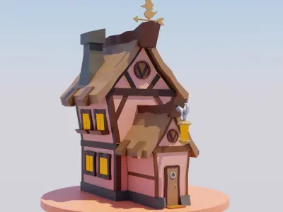 Stylized Fantasy House Low-Poly Game Ready Low-poly 3D model