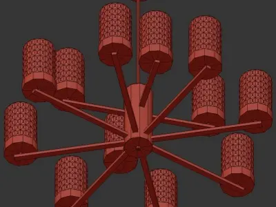 Didian modern chandelier with brass and glass shades 3D model
