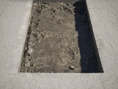 Concrete pit with sand Low-poly 3D model