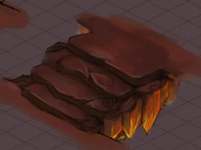 Lava Hell - Stone Ladder 32 3D model