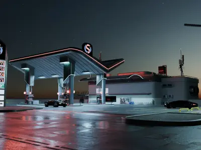Cyberpunk Gas Station 3D model