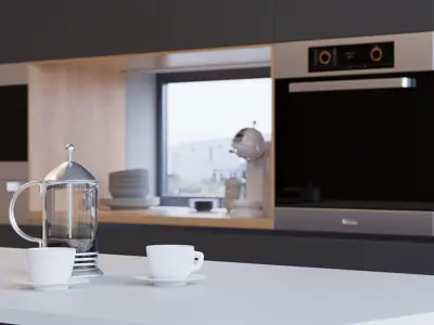Corona - 3ds Max Scene files - Minimalist Kitchen Interior Scene 3D model
