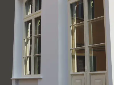 Classic wooden casement window - model B2 -balcony door included 3D model