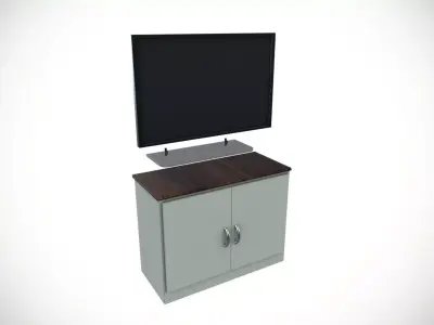 TV and Desk Low-poly 3D model