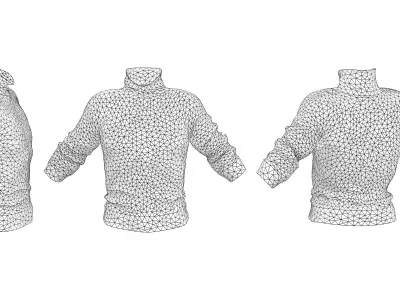 Male Polo Neck Jumper Low-poly 3D model