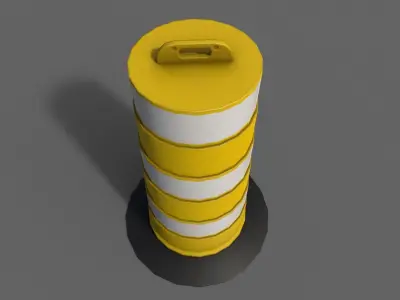 PBR Traffic Drum Barrel Yellow Low-poly 3D model
