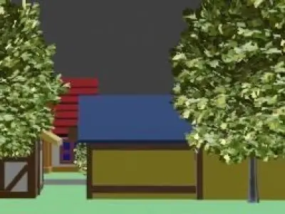 House town with houses and trees 3D model