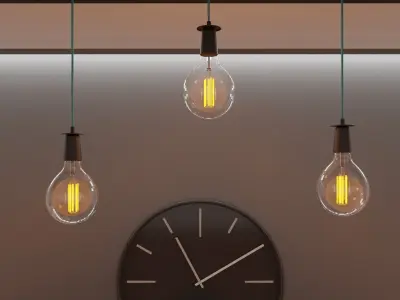 Vintage light bulbs with holder  3D model