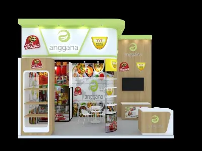 Booth Exhibition Design size 6x3 m with two open sides  Low-poly 3D model