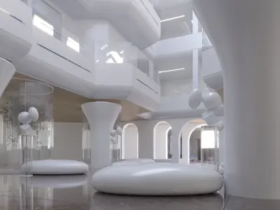Futuristic Shopping Center 3D model