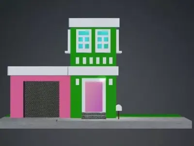 Low Poly Green House Low-poly 3D model