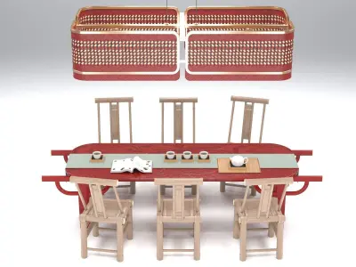 PALANQUIN TABLE SET Low-poly 3D model