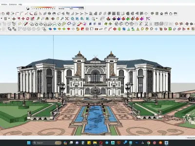 neoclassical shopping mall building 3D model 3D model