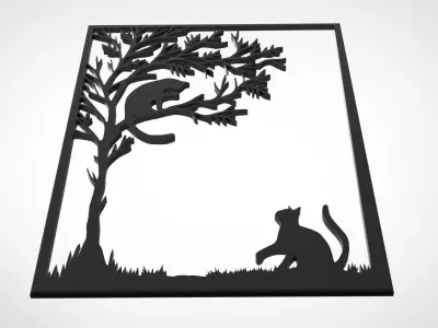 CAT WALL DECORATIVE 3D print model