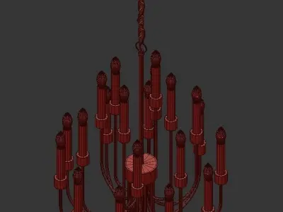 TERENS edison light chandelier in polished nickel 3D model