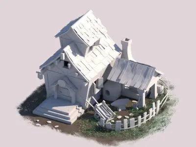 Stylized House Low-poly 3D model