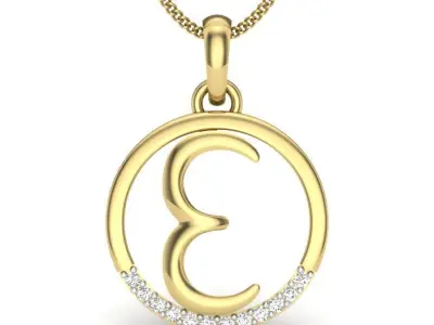 Women E pendant 3dm stl render detail 3D print model