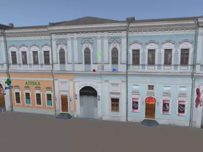 Russian Style Historic City Building Facade 3D Model Low-poly 3D model
