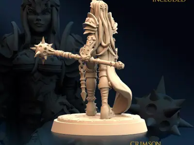 Armored Warrior Crimson Morning Star D Nude 3D print model