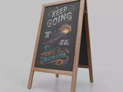 Customizable Sidewalk Wooden A-Frame Chalkboard Sign Low-poly 3D model