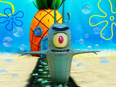 Plankton from Spongebob Squarepants - Rigged PBR Low-poly 3D model