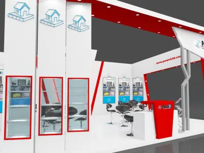 Exhibition stall 9 mtr x 6 mtr 3 sides open 3D model