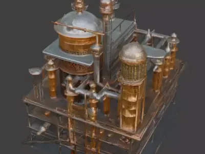 Steampunk Industrial Factory 3D Model Low-poly 3D model