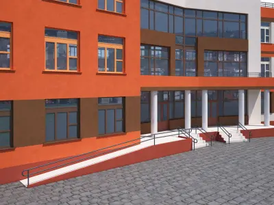 School and landscape 3D model