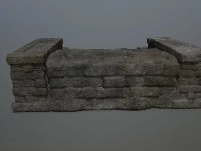 Ruin Stairs Low-poly 3D model 7
