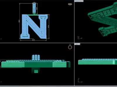 Alphabet Latter N Diamond Pendent 3D print model