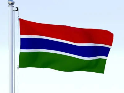 Animated Gambia Flag Low-poly 3D model