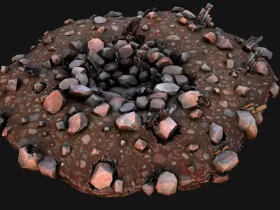 Silver Ore Deposits Mine Environment Low-poly 3D model
