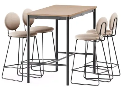 Tommaryd table by Ikea and Gemma Bar Chair by Baxter 3D model