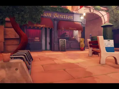 Stylized Paris Street Low-poly 3D model