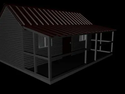 House cabin with metal roof 3D print model