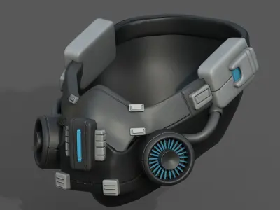 Gas mask helmet scifi futuristic military  Low-poly 3D model