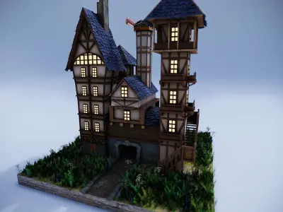 Medieval Tower Abitation Asset Pack Low-poly 3D model